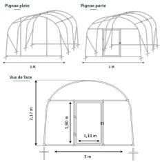 <strong>Serre de Jardin Pieds Droits Montagne</strong><br/>Largeur 3 m - CAPUCINE 