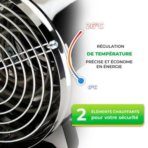 Chauffage pour serre soufflant 186 m³/hr de 2kW ( avec Thermostat